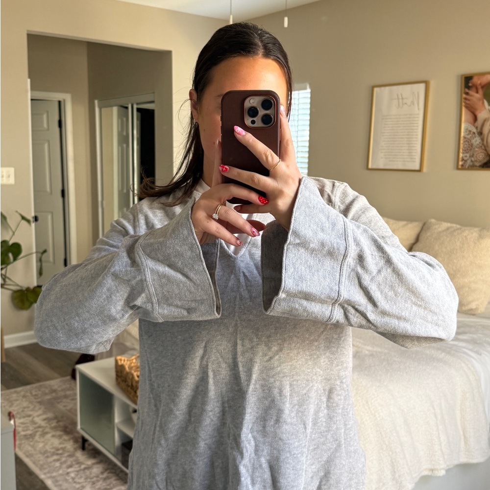 Gray Long Bell Sleeve Top